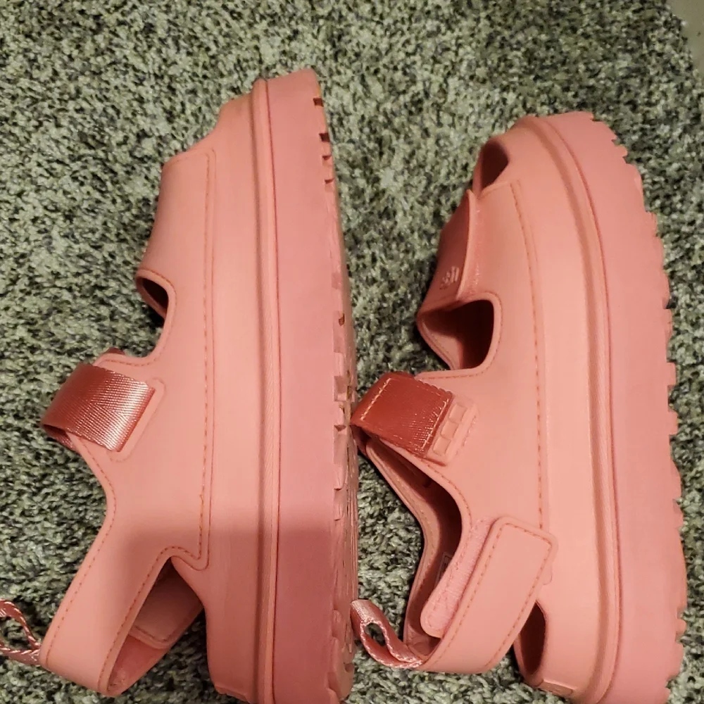 UGG Kids' Coral Pink Velcro Strap Sandals